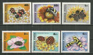 1980 Hungary 2625-30 compl. Insects Polinating Flowers set MNH