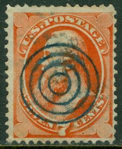 USA : 1871. Scott #149 Used. Fresh stamp. Blue Bullseye cancel. Catalog $100.00.