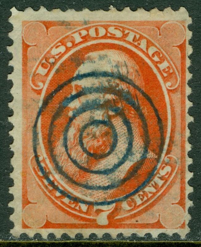 USA : 1871. Scott #149 Used. Fresh stamp. Blue Bullseye cancel. Catalog $100.00.