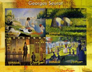 Somalia 2003 GEORGES SEURAT Paintings Sheet (4) Imperforated Mint (NH)