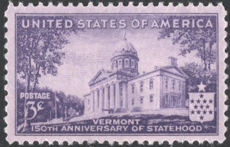 SC#903 3¢ Vermont Statehood Single (1941) MNH
