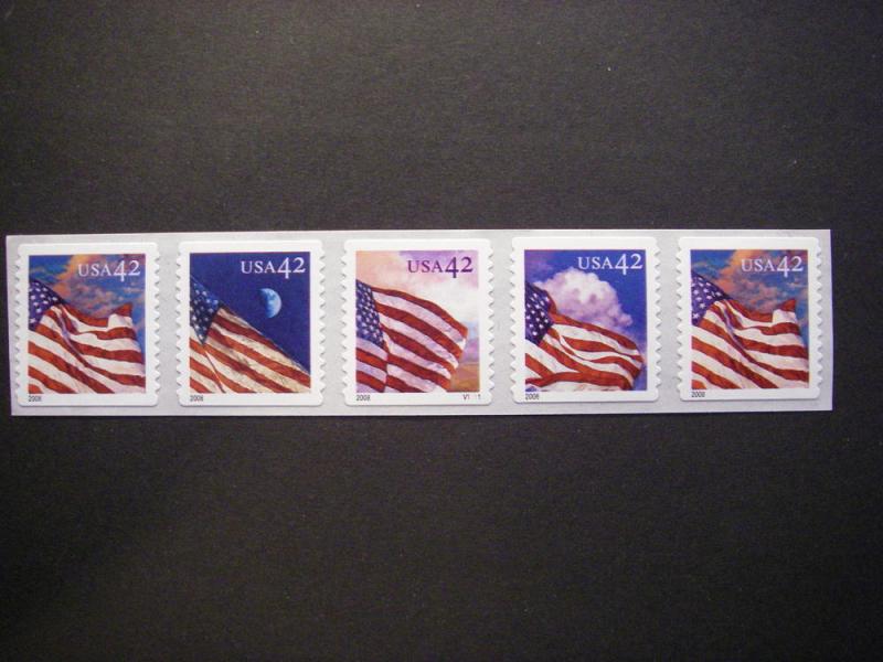 Scott 4244-7 or 4247a, 42c Flags, PNC5 #V1111 with gaps, MNH Coil Beauty