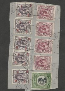 Jordan, Postage Stamp, #284, 267 Used on Piece, 1952 (p)
