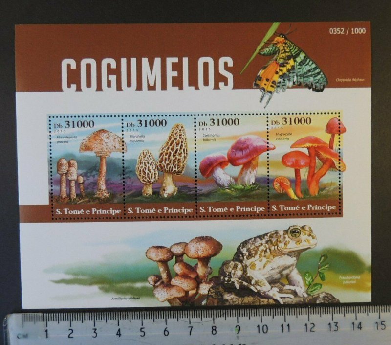 St Thomas 2015 mushrooms fungi m/sheet mnh 