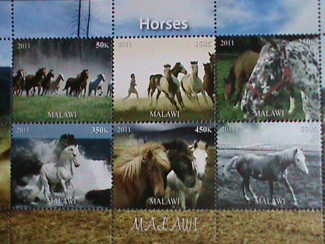 ​Malawi Stamp:2011-Beautiful Horses MNH Stamp sheet-#2