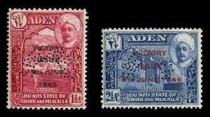 Aden - Quati State of Shihr and Mukalla #12-13S (SG 12-13s) Cat£120, 1946 Vi...