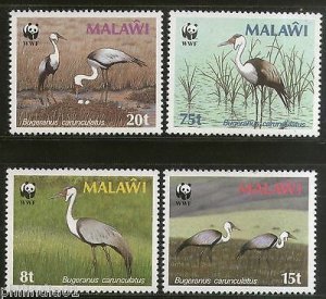 Malawi 1987 WWF Wattled Crane Water Birds Wildlife Fauna 4v Sc 494-97 MNH # 047