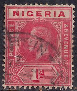 Nigeria 1921 - 32 KGV 1d Red used stamp ( M286 )