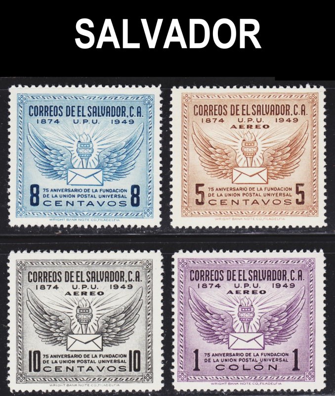 El Salvador Scott 613, C122-24 complete set F to VF mint OG H. FREE...