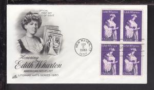 US 1832 Edith Wharton 1980 B/4 Artcraft U/A FDC 