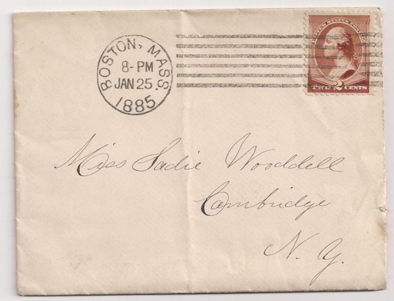 2c #210 on cover early Boston Mass machine cnl 1885