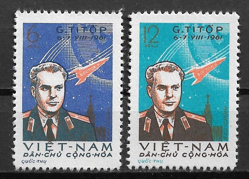 1961 Vietnam 174-5 Cosmonaut Gherman Titov's Space Flight C/S of 2 Mint/NGAI