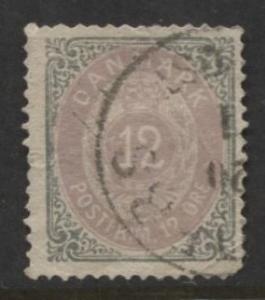 Denmark - Scott 29b - Definitive Issue -1875 - Used - Single 12s Stamp