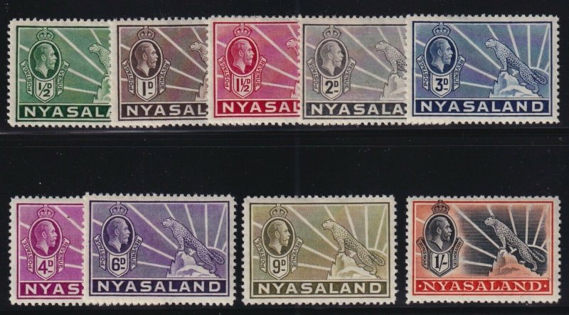 Nyasaland Sc #38-46 (1934-5) King George V & Leopard Mint VF H 