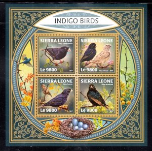 SIERRA LEONE #4596 2017 INDIGO BIRDS MINT VF NH O.G M/S4