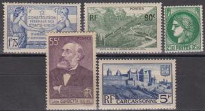 France #332, 334, 338, 341, 345 MNH VF CV $13.30 (A5849)