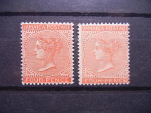 Jamaica 1883 4d red-brown shades, Scott 22 mint