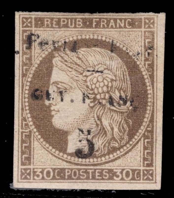 MOMEN: FRENCH GUIANA SC # 10 1887 IMPERF MINT OG H $155 LOT #68887*