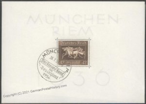 Germany 1936 Muenchen Reim OP Horse Race S/S Block 4 USED 103104