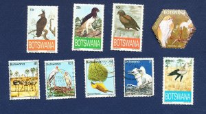 BOTSWANA - # 303 // 311, 554-557, 792 -  see note -- Birds - 1982, 1993, 2004