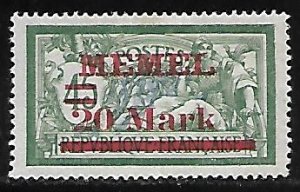 Memel - Scott #42 - 20M on 45c Green & Blue - VF -  Unused (MH)