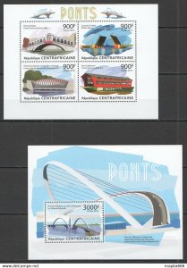 2013 Central Africa Architecture World Famous Bridges Ponts Kb+Bl ** Ca648