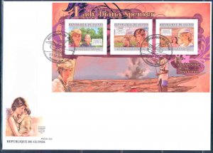 GUINEA 2012 15th MEMORIAL ANN PRINCESS DIANA PRINCE HENRY KATE MIDDLETON SHT FDC