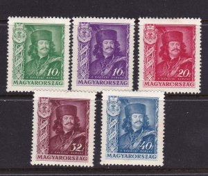 Hungary Scott 487-491, 1935 Prince of Transylvania,  VF MLH.  Scott $23