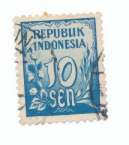 Indonesia 1951  Scott 373 used - 10s, Numeral