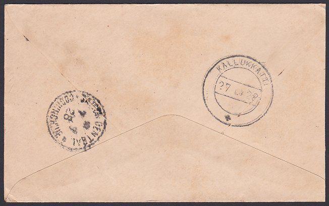 INDOCHINA 1928 cover ex India with 20c POSTAGE DUE pmkd Saigon.............87768