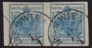 Austria - 1850 - Scott #5 - used pair - N.B.H. WIEN pmk