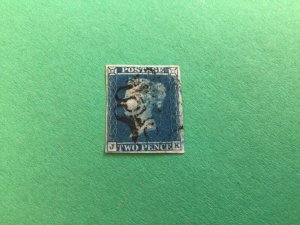 Two penny Blue 1841 queen Victoria plate 3 used stamp A11007