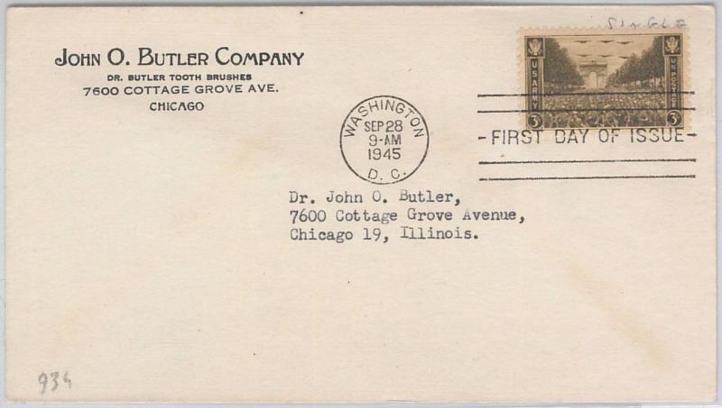 65635 - UNITED STATES USA -  FDC COVER  1945: Scott   # 934  - ARMY