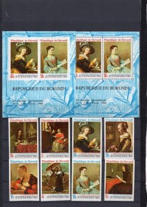 BURUNDI 1968 PAINTINGS SET OF 8 STAMPS & 2 S/S PERF. & IMPERF. MNH