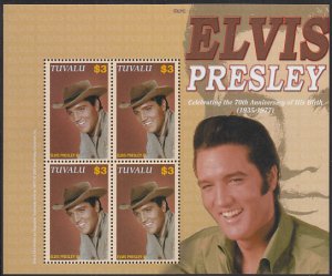 Tuvalu 2006 MNH Sc #986 Sheet of 4 $3 Elvis Presley in cowboy hat - 70th Ann ...