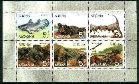 ABKHAZIA - 1998 - Dinosaurs #2 - Perf 6v Sheet - M. N.H. - Private Issue