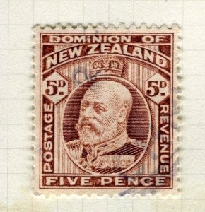 NEW ZEALAND; 1909-12 early Ed VII issue fine used Shade of 5d. value