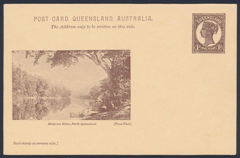 QUEENSLAND Postcard 1898 QV 1d brown view Mulgrave River.