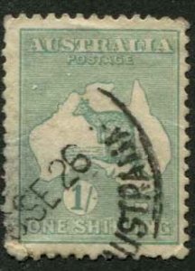 Australia SC# 10 Kangaroo and Map 1sh wmk 8 used THIN see scans SCV $22.50