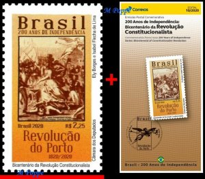 20-10 BRAZIL 2020  CONSTITUTIONALIST REVOLUTION, 200 YEARS OF INDEPENDENCE, MNH