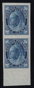 Canada 1897 -  Queen Victoria Leaf,M-XF-NH (Disturb) Vert. imperf Pair # 70a