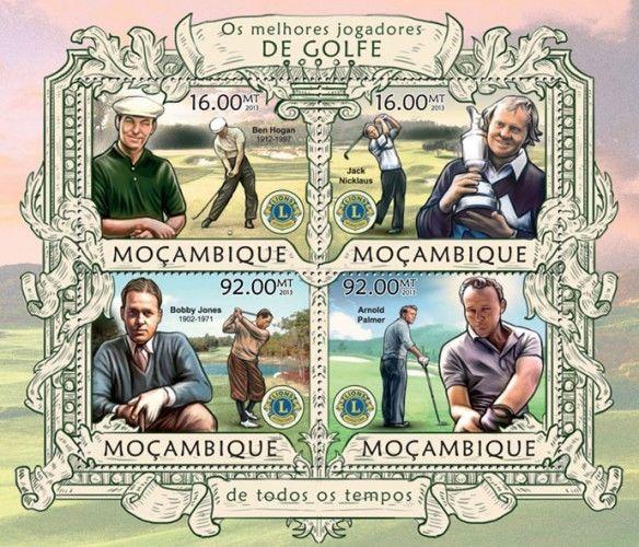 Golf Palmer Jones Hogan Sorenstam Lions Club Sports Mozambique MNH stamp set