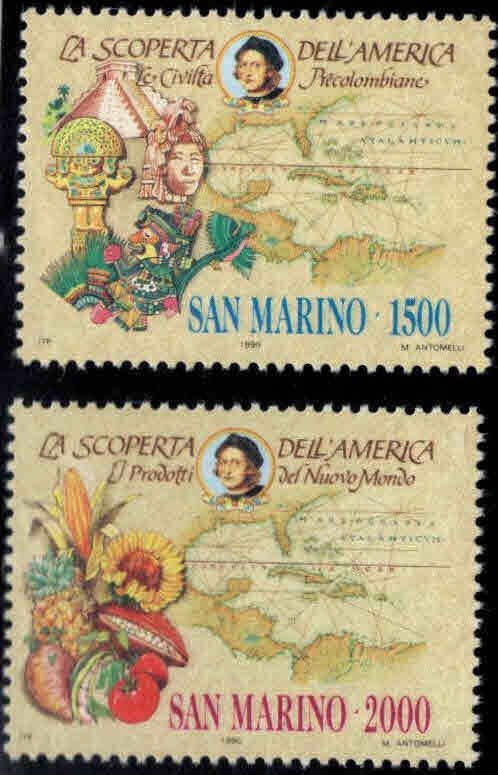 San Marino Scott 1210-1211  Discovery of America MNH** 1990 set