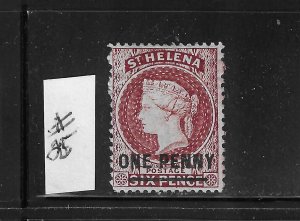 ST HELENA SCOTT #25 1882 1P ON 6P (BROWN RED) PERF 14X12 1/2 WMK 1- MINT HINGED