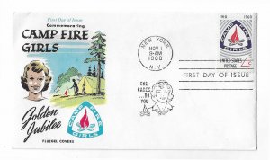 USA 1960 4c Camp Fire Girls FDC  better Fluegel cachet VF