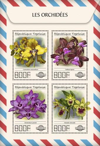 TOGO - 2017 - Orchids - Perf 4v Sheet - MNH