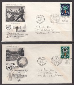 UN New York 81-82 Artcraft Set of Two Pencil FDCs