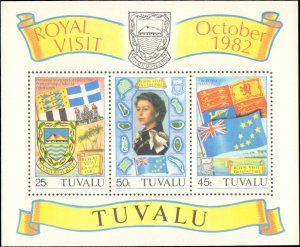 Tuvalu #180-182a, Complete Set(3), 1982, Royality, Flags, Never Hinged