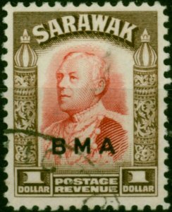 Sarawak 1945 BMA $1 Scarlet & Sepia SG140 V.F.U