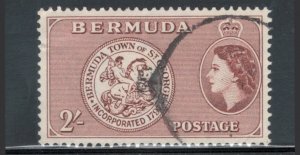 Bermuda 1953 Queen Elizabeth II & Arms of St George 2sh Scott # 158 Used